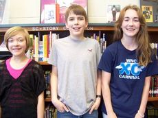 Riverside Middle School students,  left to right:  Annlie King, Samuel Childers, Hannah Garity.