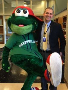 Principal Eric Williams welcomes Reedy to Riverside Middle School.