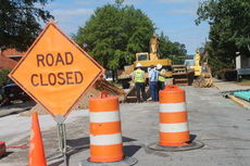 Road work signage and heavy equipment are a good indication the roads are closed for infrastructure work.
 