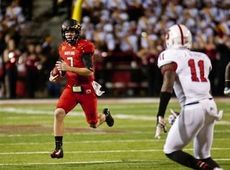Caleb Rowe is shown in action vs. North Carolina State earlier this season. The former Blue Ridge High and starting quarterback for Maryland, suffered a torn anterior-cruciate ligament in his left knee Saturday and is out for the rest of the season.