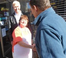 Texas Gov. Rick Perry meets Wendy Mitchell at Southern Thymes during his 2012 campaign stop for president. 
 
 
 
 