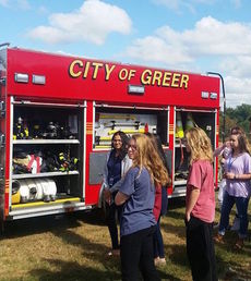 The Greer Fire Department provided a fire truck to examine.
 