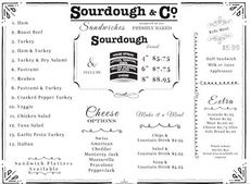 The menu features sandwiches, soups and salads.
 