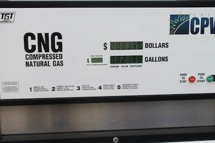 CPW emphasized the point of the low cost alternative fuel by setting its pump at $1.70 and 3.5 gallons. That was to reflect today's fuel costs ($3.35 for a gallon of unleaded fuel) that would only in half the purchase.