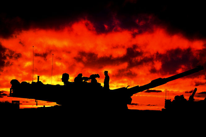 Majestic Moroccan sunset frames U.S. Marines