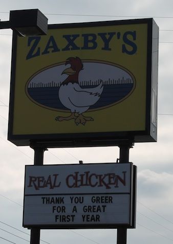 Zaxby's first anniversary was clear to everyone passing the fast food restaurant on Wade Hampton Blvd.