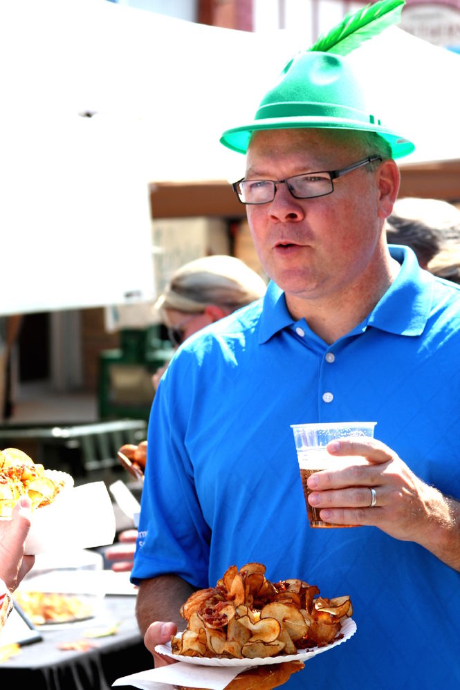 Beer and chips are a common pair at Oktoberfest.
 
 