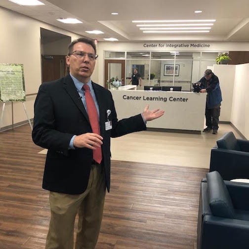 Michael Starnes, Director of Radiation Oncology, led a tour of the new Gibbs Cancer Center Research Institute.
 