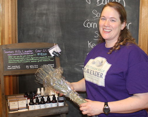 Mary Bergstrom has a display of products manufactured from lavender.
 
 
