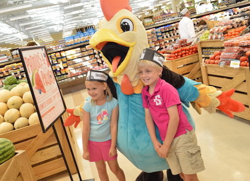 A visit with the chicken mascot will be fun for the children.
 