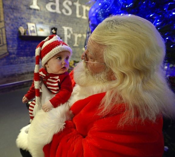 This is Tanner meeting Santa Claus for the first time.
 