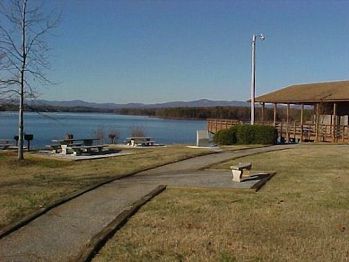 The picnic shelter with a panaromic view of Lake Robinson is a favorite family gathering place for picnics and activities.