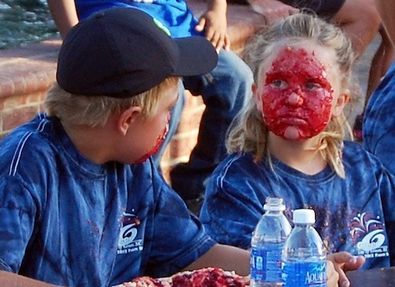 Red was the color and strawberry the flavor for last year's pie eating contest the Freedom Blast. This year's event is scheduled for June 25.