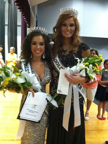 Anna Brown, left, Miss Mountain Lakes, and Morgan Brown, Miss Golden Corner, won titles Saturday that earned them a trip to Charleston in November to compete in the Miss South Carolina USA pageant.