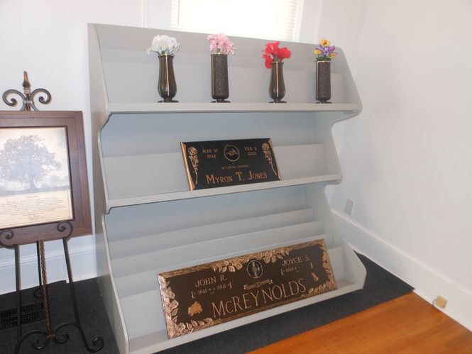 The bronze room provides customers a variety of markers available to memorialize their loved ones.