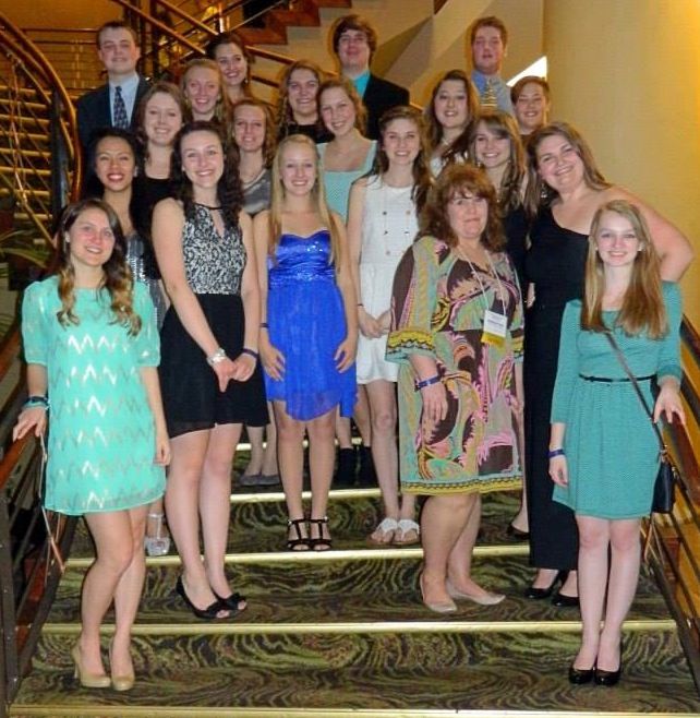 FBLA members, pictured from back left to right: Marc Western, Gabby Leonard, Jonathan Coggins, Wilton Smith, Addison Callahan, Hannah Pendergrass, Shadda Corwin, Taylor Holton, Savannah Reeves, Isabel Greene, Abrianna Hill, Heather Fitch, Charlee Wilkerson, Hannah Cox, Hailey Chapman, Alicia DiPerri, Karlee Gibson, McKylie Bowen, Stephanie Casey-Collins, and Emily Steadman.