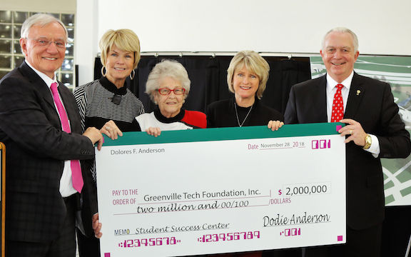 Dodie Anderson's gift of $2 million will help to transform a building on Greenville Technical College’s Barton Campus into a center where students will find the resources and services to enroll and succeed. 
