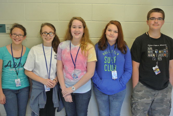 Juried Art Show winners, from left to right: Tate Steele, Faith Hubbard, Sarah Bagwell, Emily Mauldin, Wyatt Armstrong. Not pictured, Kelsie Harden.