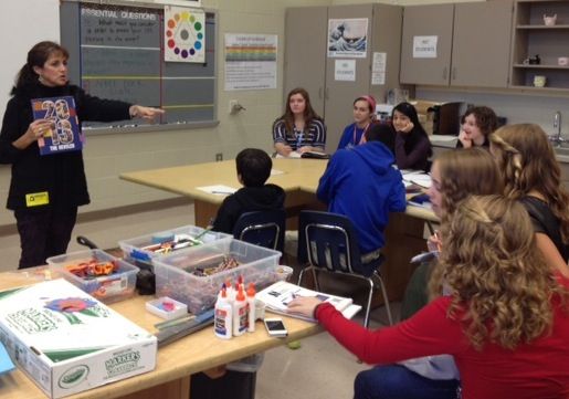 Stephanie Trotter talks to RMS yearbook staff.