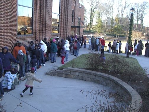 The line of people bringing their children to shop for toys, games, dolls and books and bikes wrapped around the Cannon Centre. Children were allowed to shop for themselves while parents waited for them to exit.