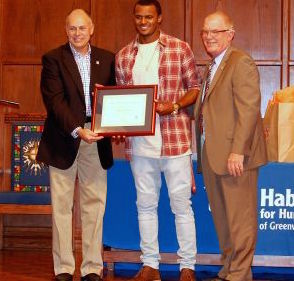 Clemson University quarterback Deshaun Watson was presented the Habitat for Humanity International’s inaugural Next Generation Award.
 
