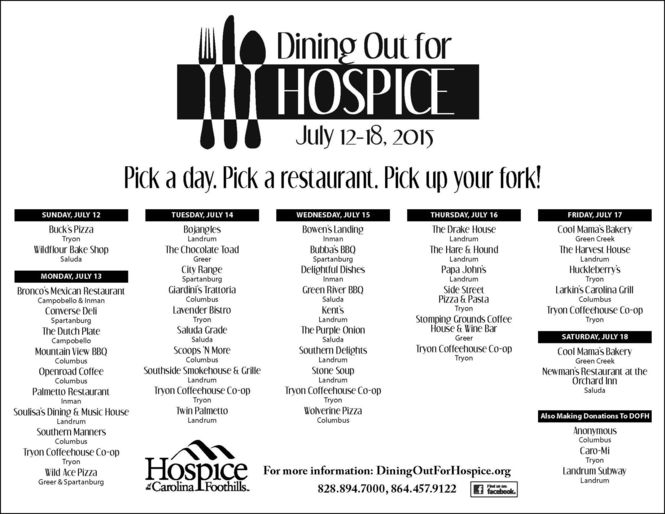 Dining Out for Hospice Locations
