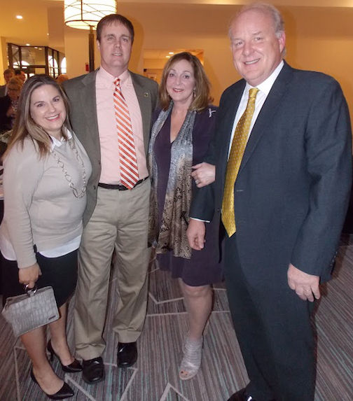 Left to right: Lindsay and Scott Stevens and Erin and Perry Williams pause for a photo at the Greater Greer Chamber of Commerce annual dinner.
 
 